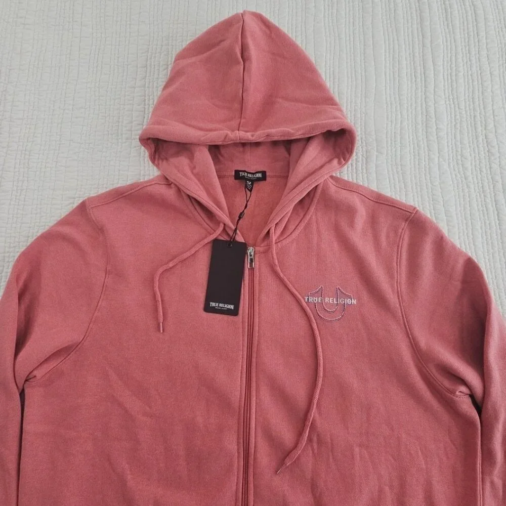 True Religion Full Zip Fleece‎ Hoodie Men's XL Brandied Apricot NEW Logo NWT